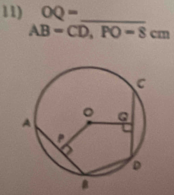 OQ= _
AB=CD, PO=8cm