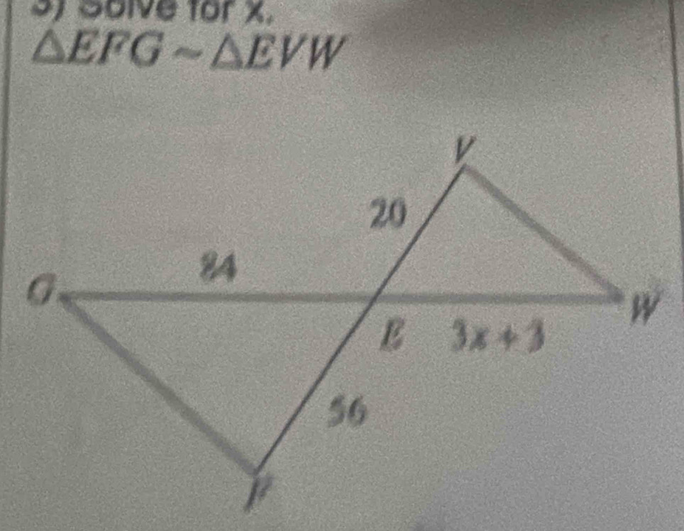 Solve for x.
△ EFGsim △ EVW