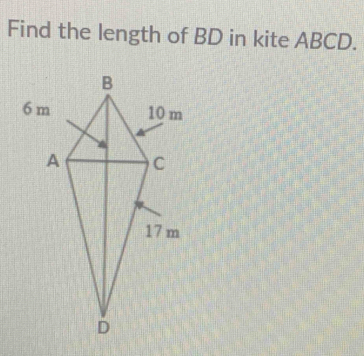 Find the length of BD in kite ABCD.