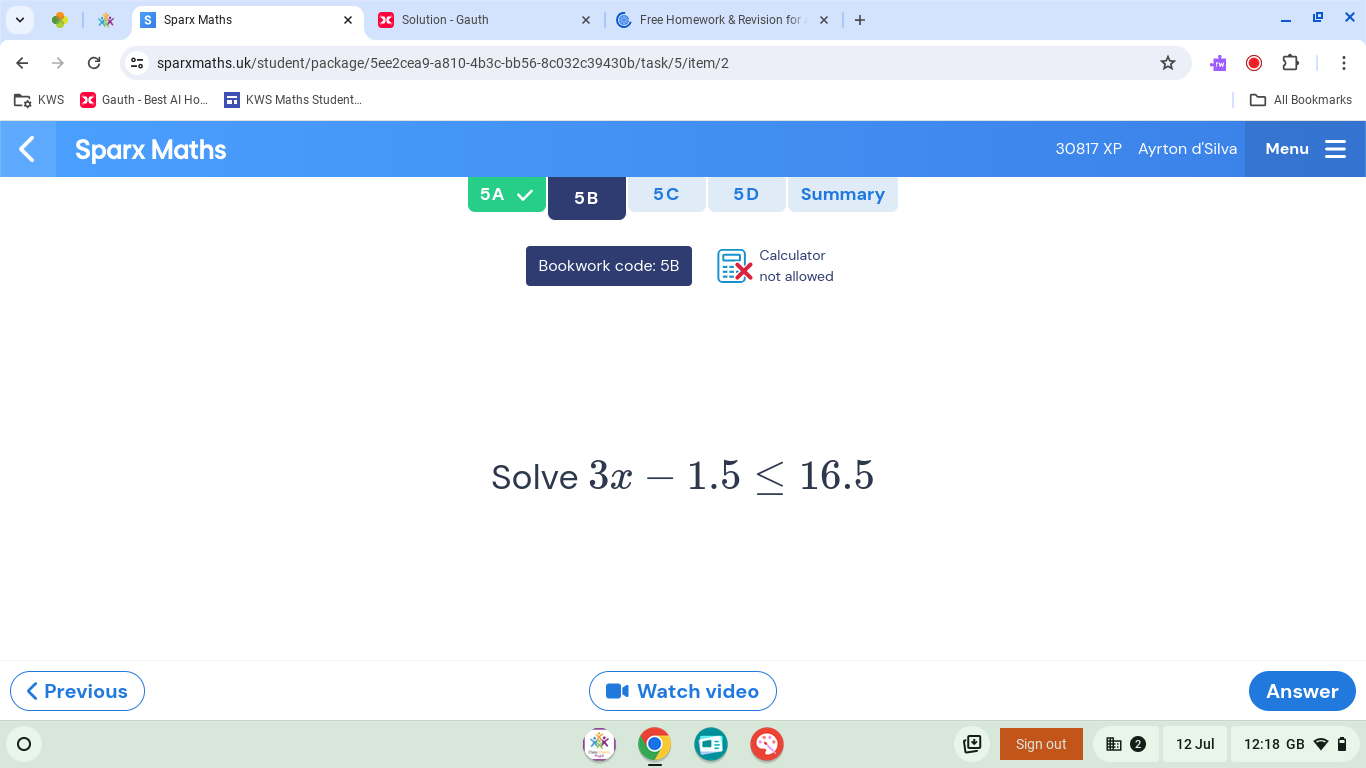 Solved: Sparx Maths × Solution - Gauth Free Homework & Revision for ...