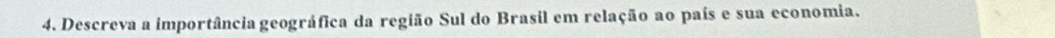 Descreva a importância geográfica da região Sul do Brasil em relação ao país e sua economia.
