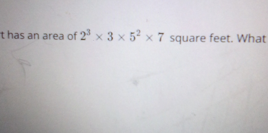 has an area of 2^3* 3* 5^2* 7 square feet. What