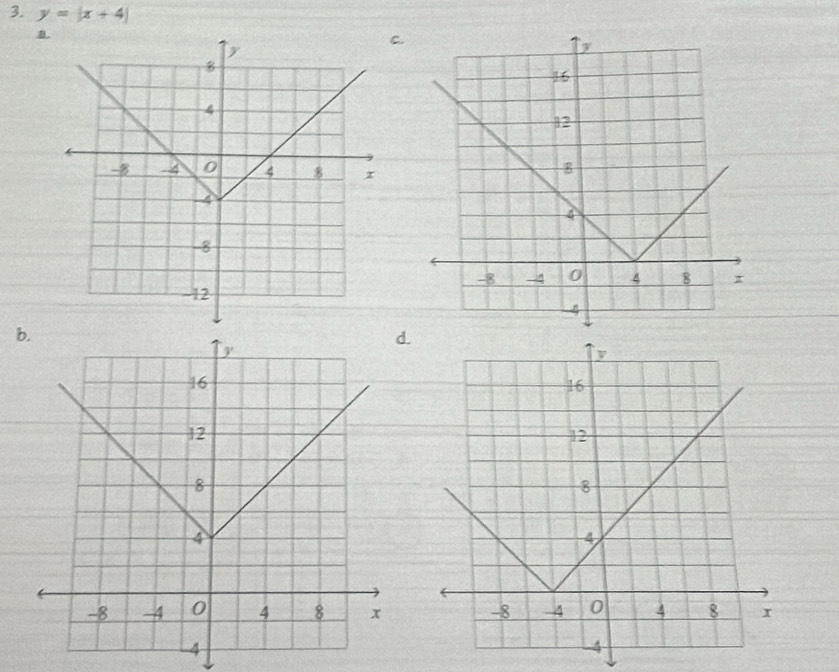 y=|x+4|
a 
C. 
b 
d.