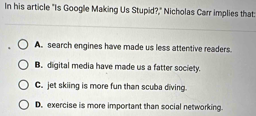 Solved: In his article 