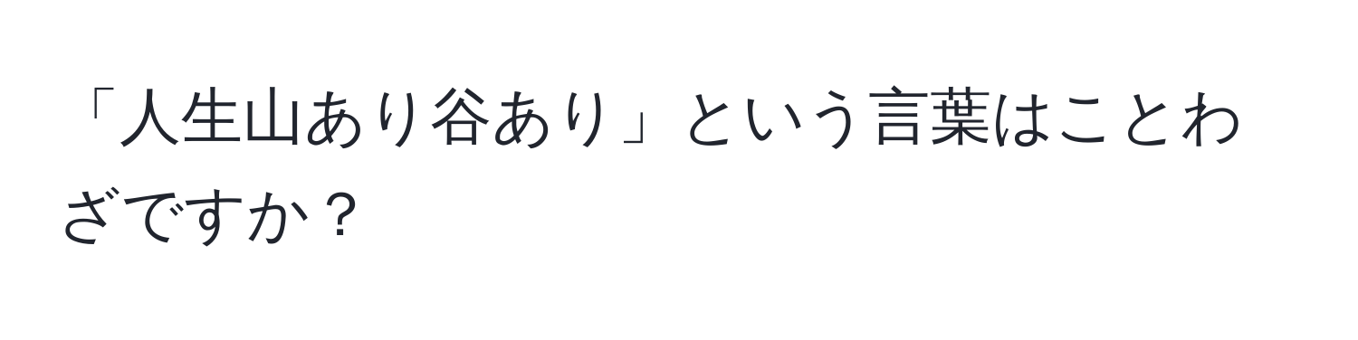 「人生山あり谷あり」という言葉はことわざですか？