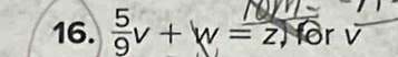  5/9 v+w=2) for v