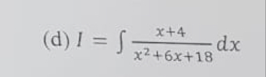 I=∈t  (x+4)/x^2+6x+18 dx