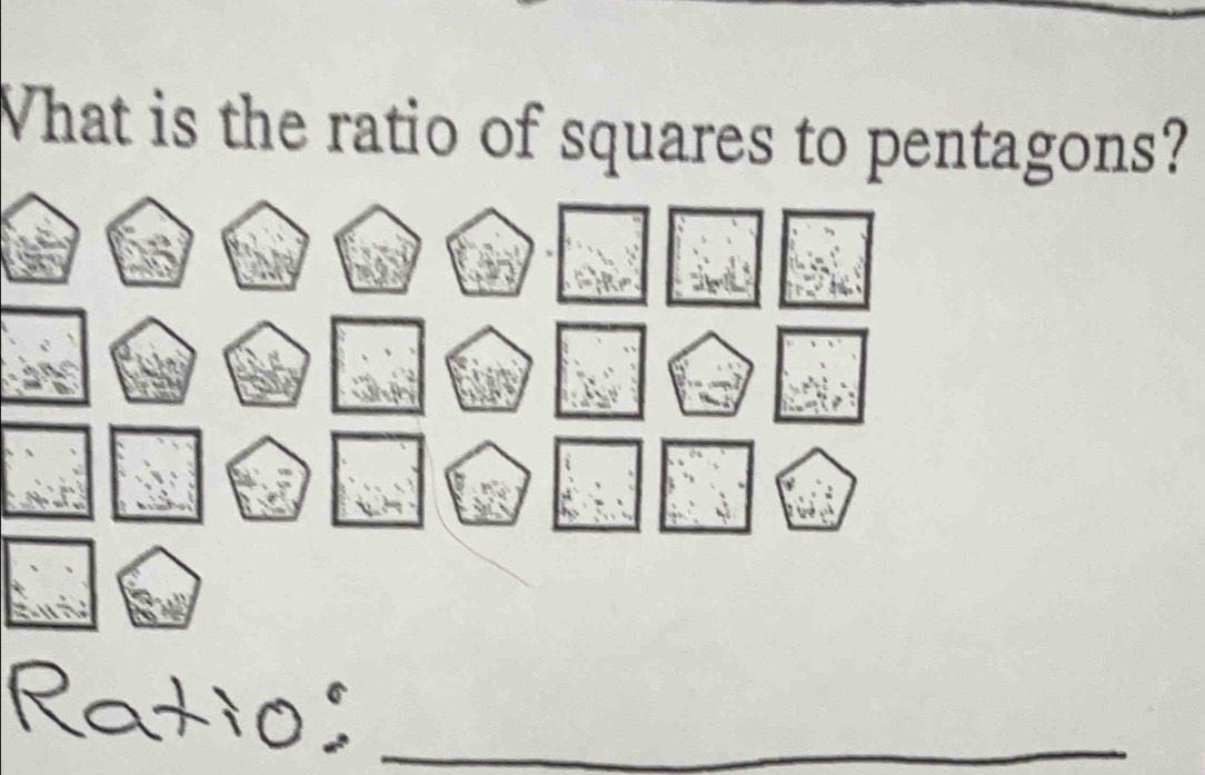 Vhat is the ratio of squares to pentagons? 
_