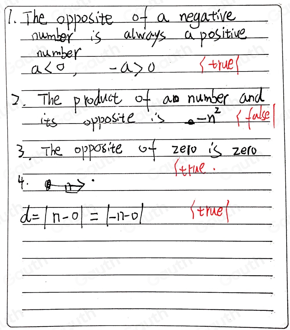 Solved: Which statements about opposites are true? Select each correct ...