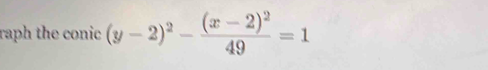 raph the conic (y-2)^2-frac (x-2)^249=1