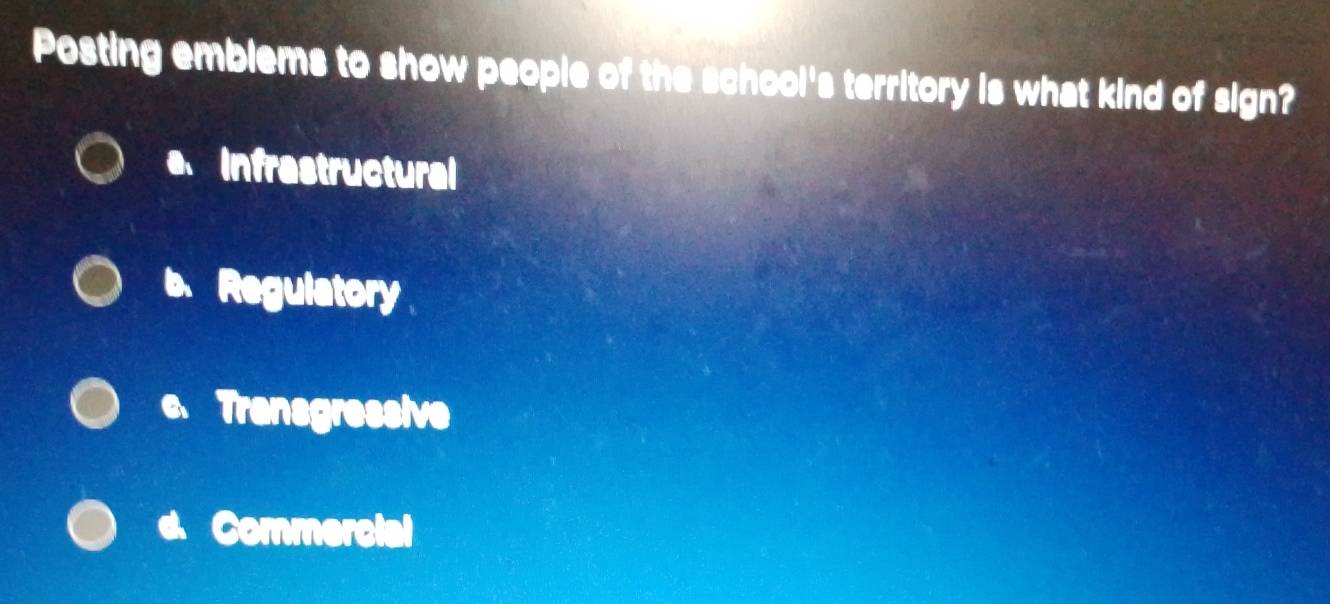 Solved: Posting emblems to show people of the school's territory is ...