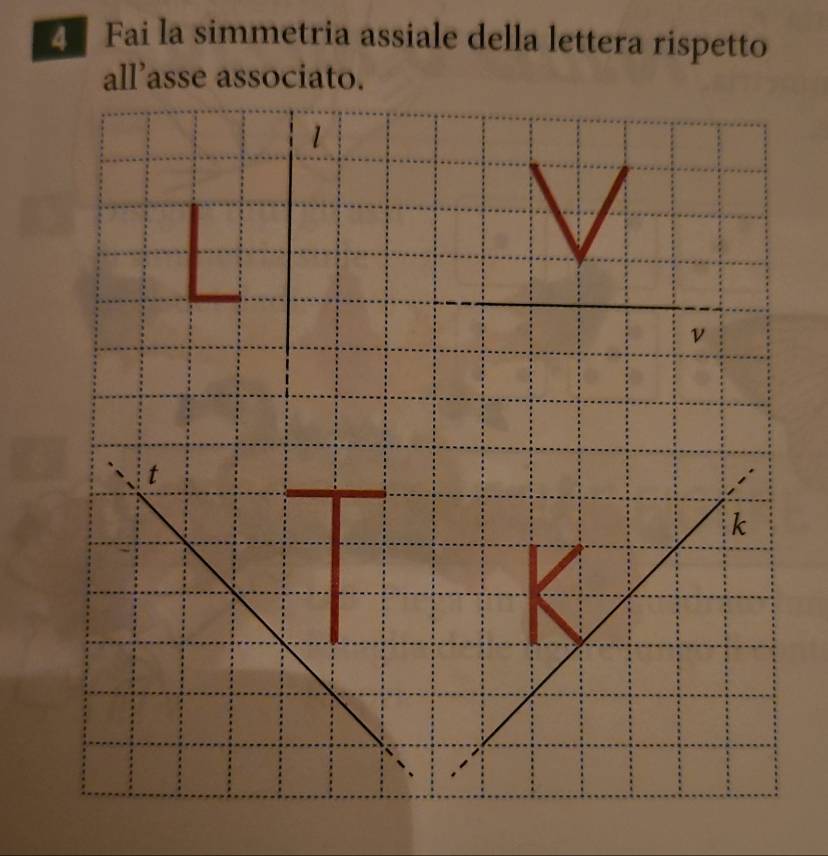 Fai la simmetria assiale della lettera rispetto