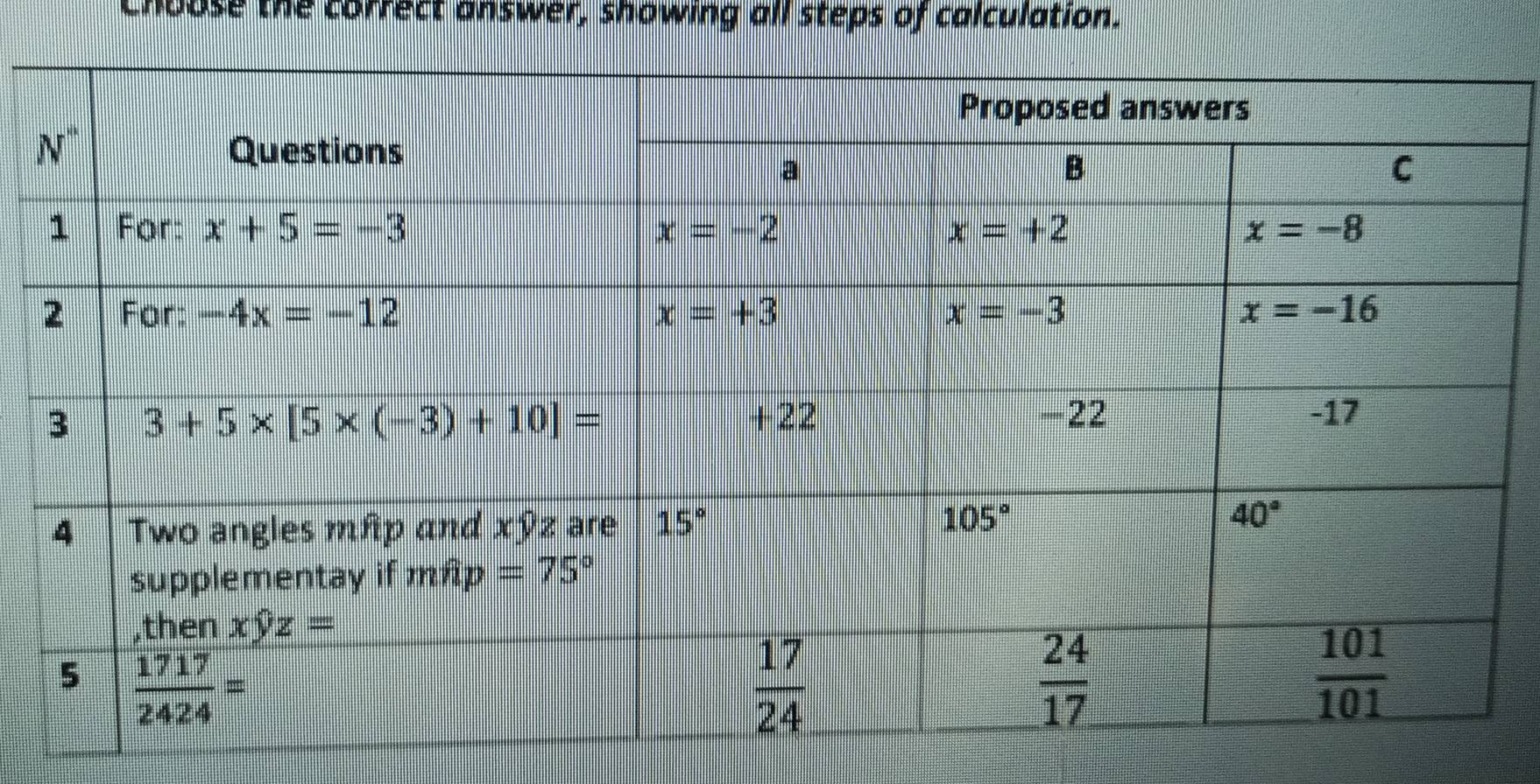 Choose the correct answer, showing all steps of calculation.