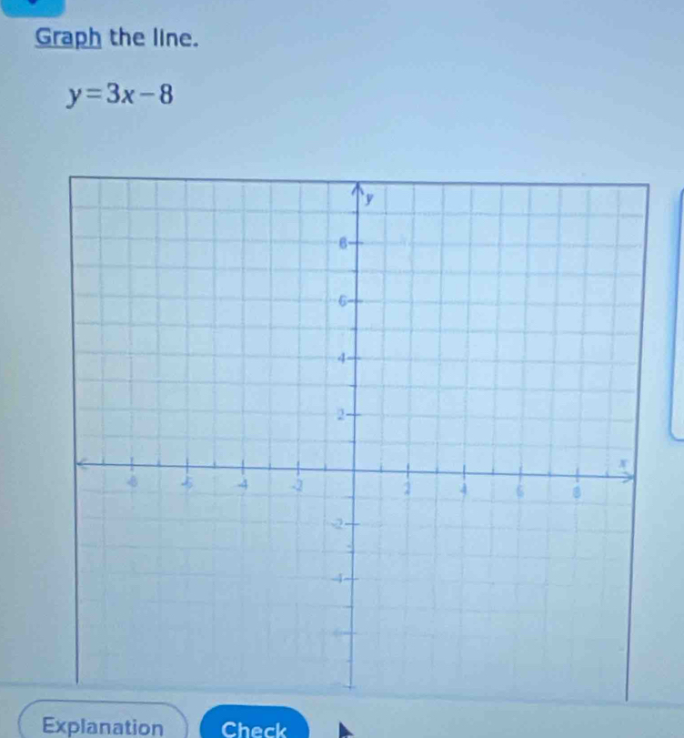 Graph the line.
y=3x-8
Explanation Check