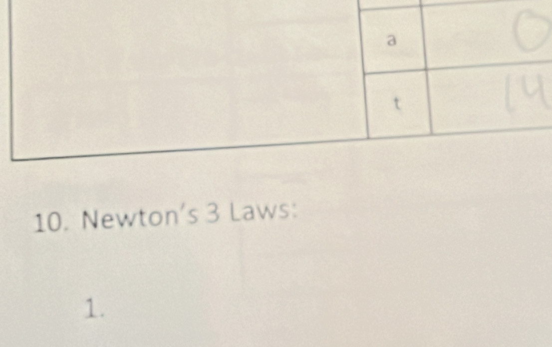 a
t 
10. Newton's 3 Laws: 
1.