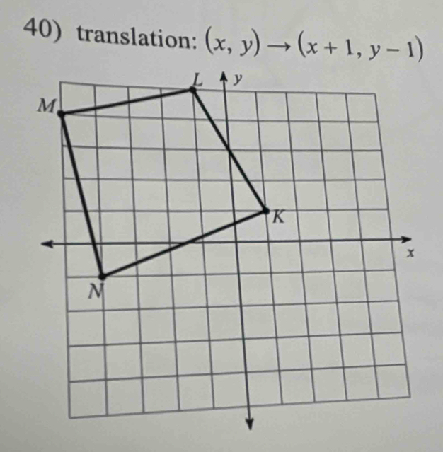 translation: (x,y)to (x+1,y-1)