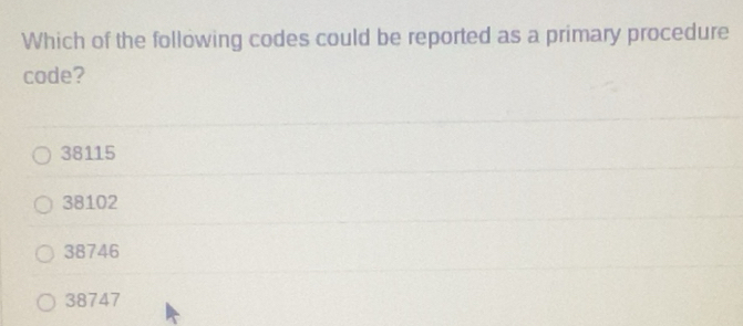 Solved: Which of the following codes could be reported as a primary ...