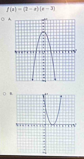 f(x)=(2-x)(x-3)
A. 
B.