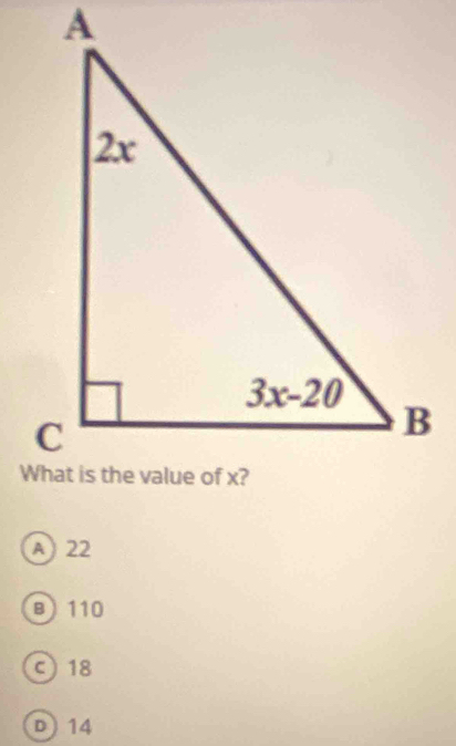 A 22
B)110
c 18
D 14