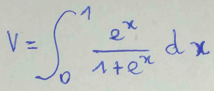 V=∈t _0^(1frac e^x)1+e^xdx