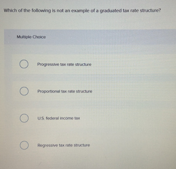 Solved: Which of the following is not an example of a graduated tax ...