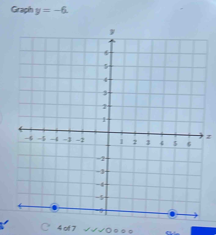 Graph y=-6.
z
4 of 7