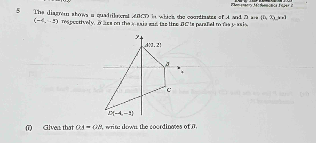 Solved: Elementary Mathematics Paper 2 5 The diagram shows a ...