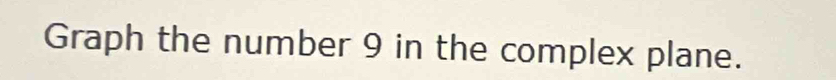 Graph the number 9 in the complex plane.