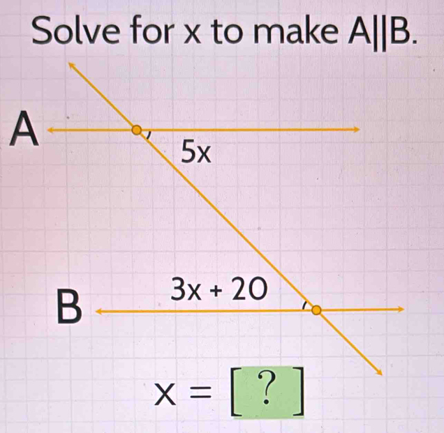 Solve for x to make A||B.
A
[ ? ]