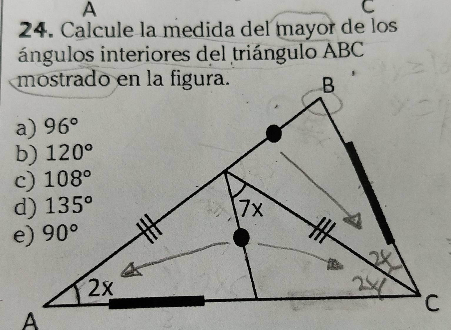 A
C
24. Calcule la medida del mayor de los
ángulos interiores del triángulo ABC