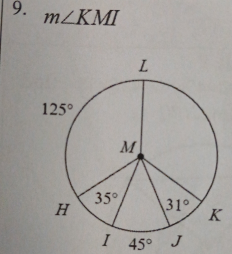 m∠ KMI
45°