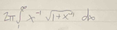 2π ∈tlimits _1^((∈fty)x^-1)sqrt(1+x^4)dx