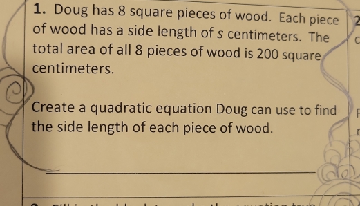 Doug Has 8 Square Pieces Of Wood
