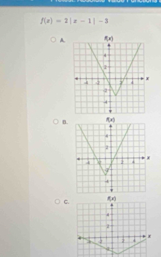 f(x)=2|x-1|-3
A.
B.
C