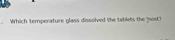 Which temperature glass dissolved the tablets the most?