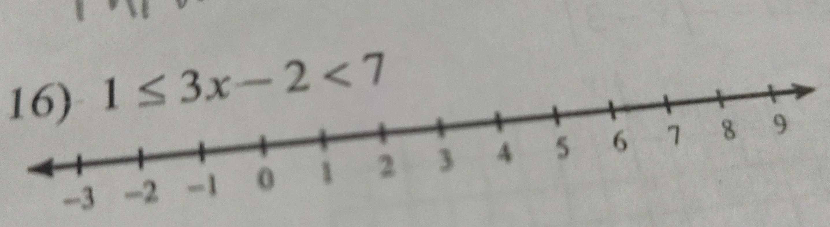 1≤ 3x-2<7</tex>