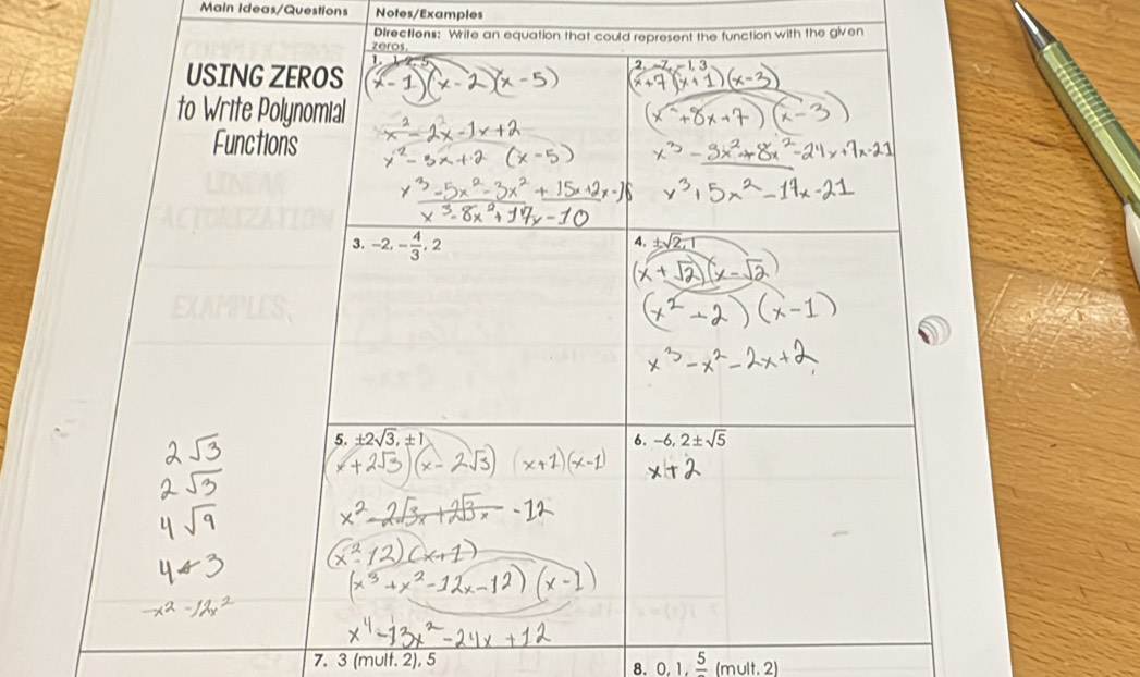 Solved: Main Ideas/Questions Notes/Examples DIrectiens: Write an ...