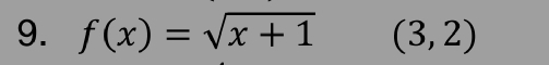 f(x)=sqrt(x+1) (3,2)