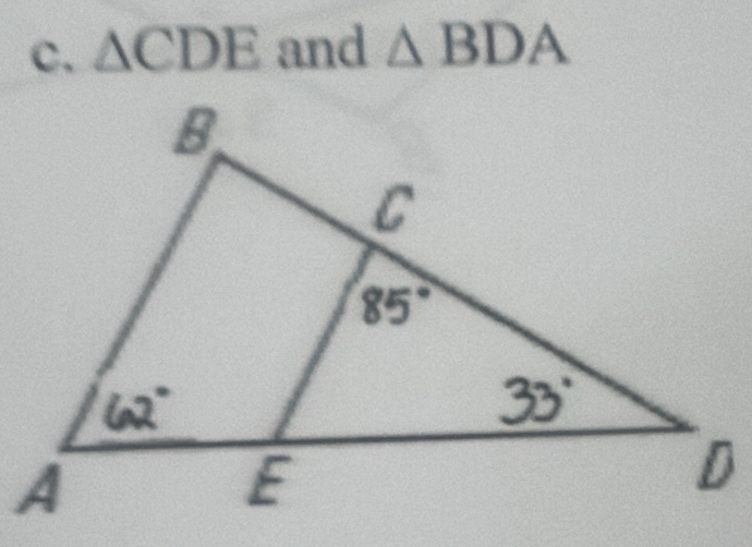 △ CDE and △ BDA