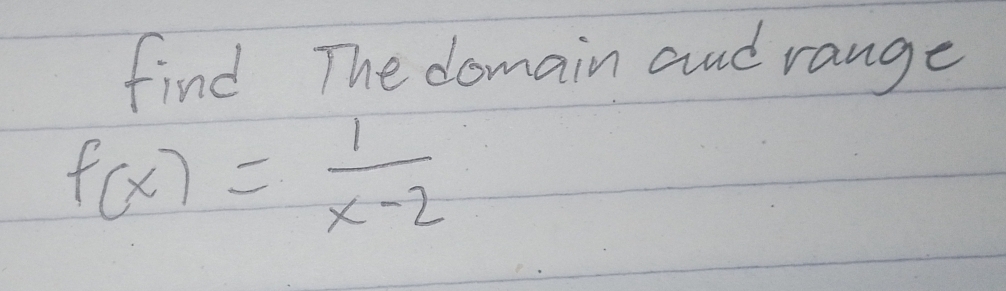 find The domain and range
f(x)= 1/x-2 