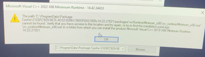 Solved: Microsoft Visual C++2022 X86 Minimum Runtime - 14.42.34433 The ...