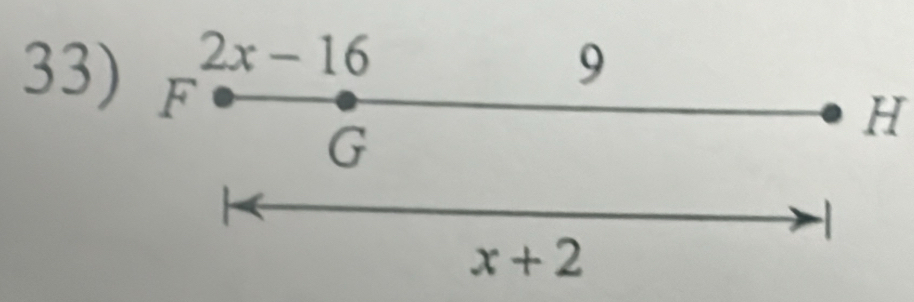 2x-16
33) F
9
G
H
-
x+2