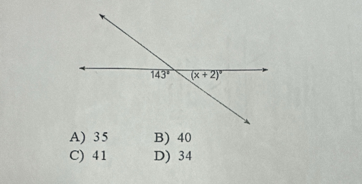 A) 35 B) 40
C) 41 D) 34