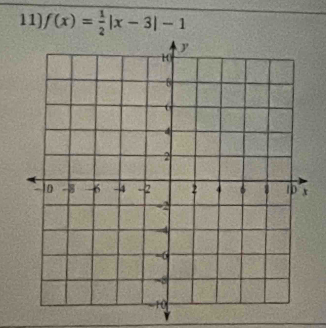 f(x)= 1/2 |x-3|-1