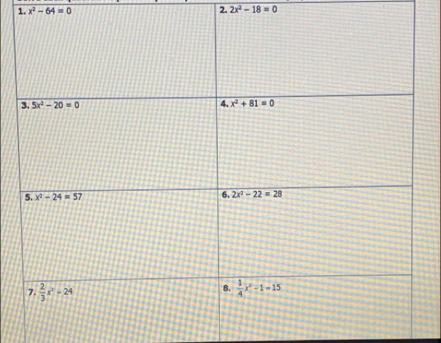 x^2-64=0 2x^2-18=0