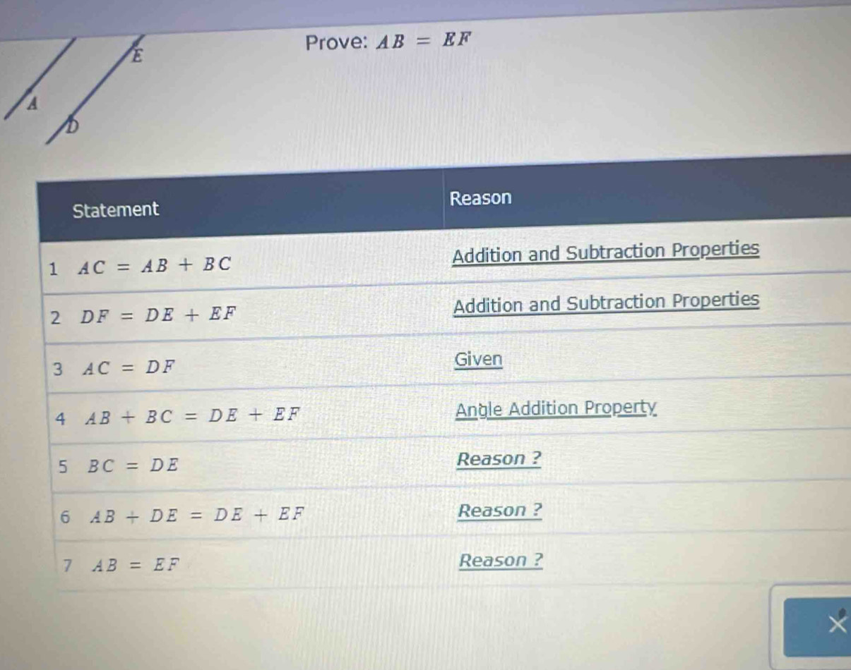 Prove: AB=EF
A
D
X