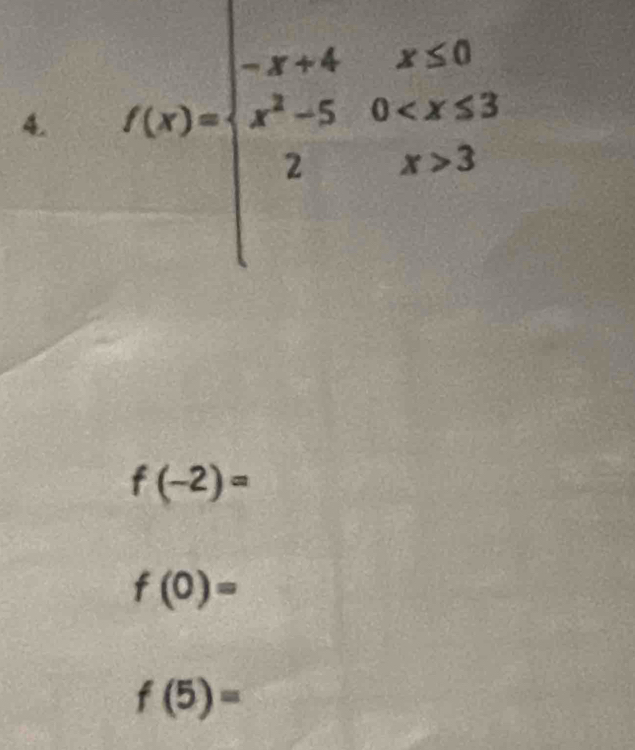 f(-2)=
f(0)=
f(5)=