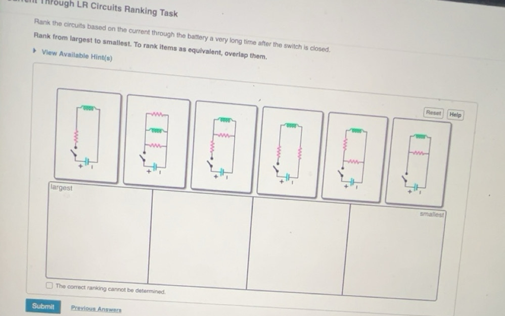 Solved: III Through LR Circuits Ranking Task Rank the circuits based on ...