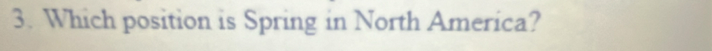 Which position is Spring in North America?