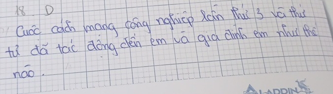 18 0 
Cucc cach mang dóng nghicp Ráin tuì 3 vá thu 
tù dǎ tai dōng cén em vā giò dinh em nhuǐ the 
náo.